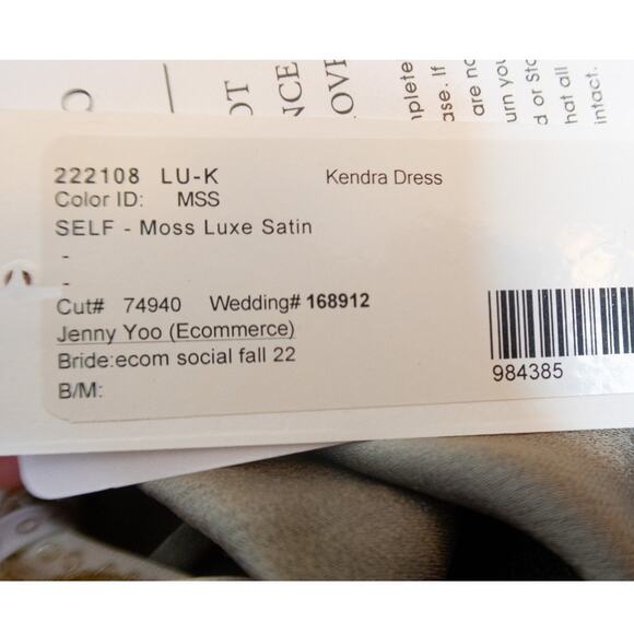 JENNY YOO 'Kendra' Satin Gown in Moss Sage Green NWT US 6 - Picture 9 of 11